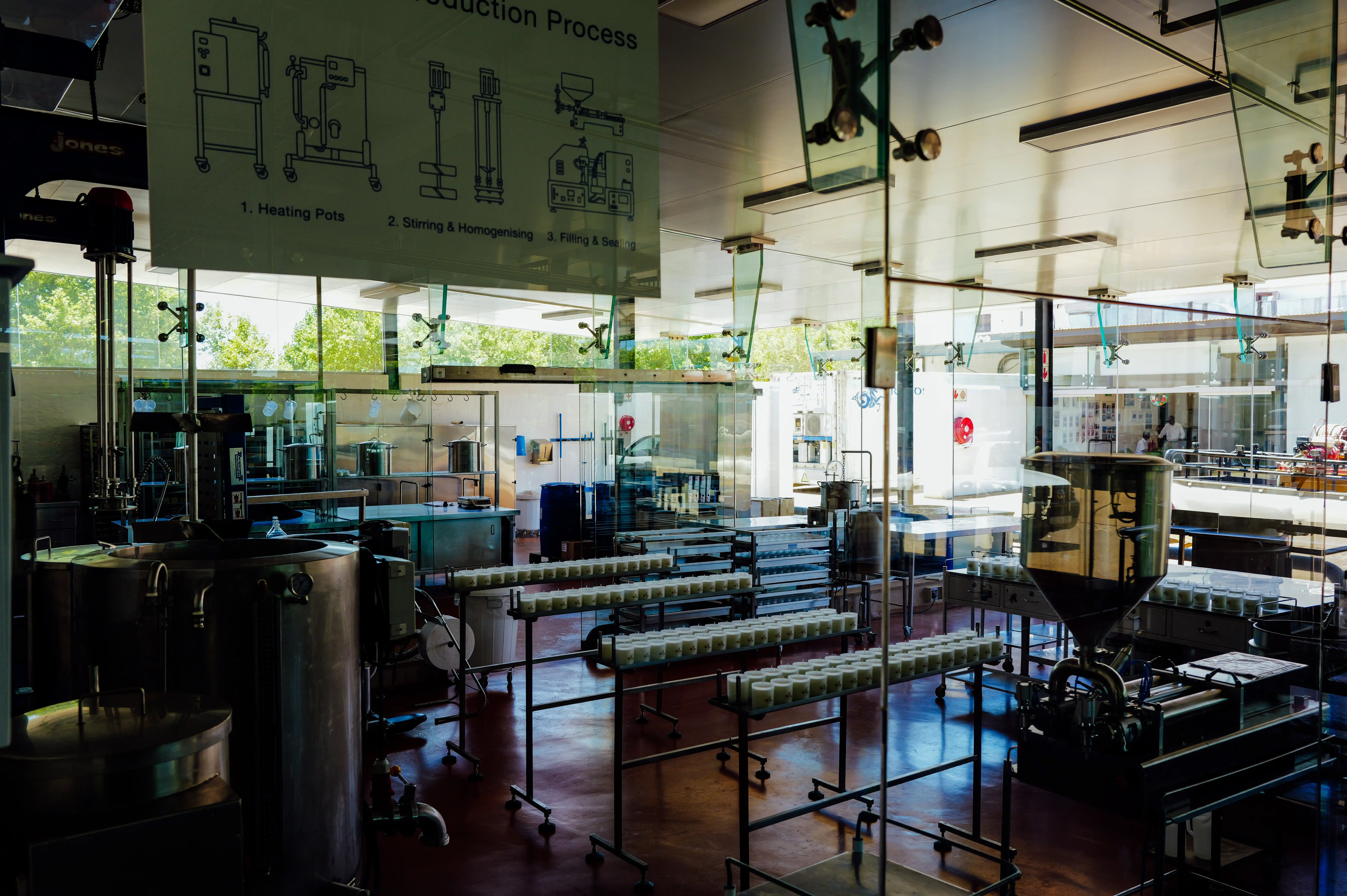 Modern food processing and manufacturing facility with hygienic production lines