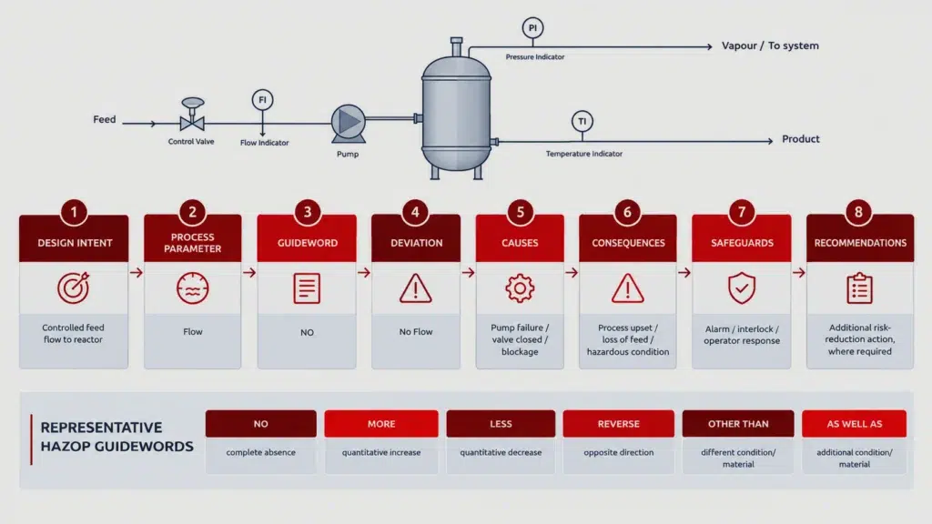 HAZOP guidewords and deviation analysis for process safety