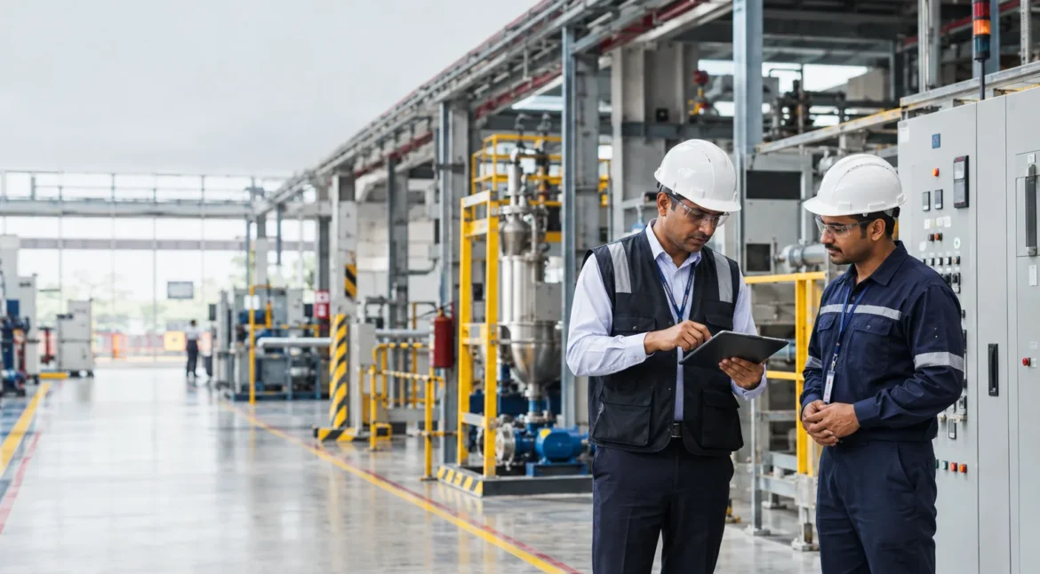 Inspector-cum-Facilitator conducting a factory compliance inspection in India
