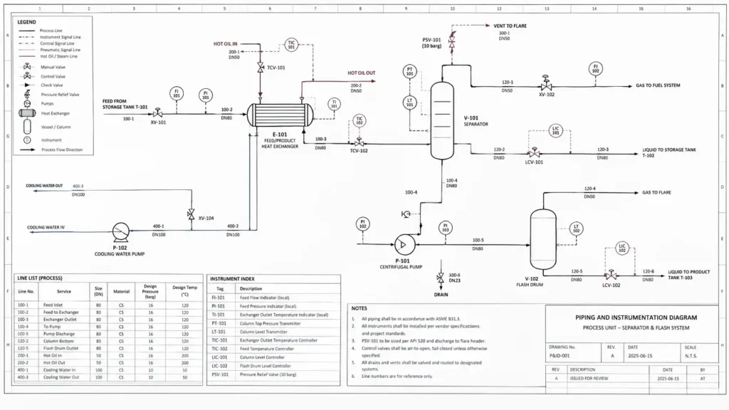 Piping and instrumentation diagram used for process plant engineering