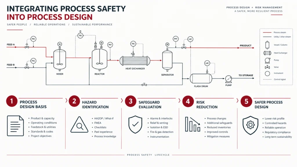 Process safety integration within industrial process design engineering